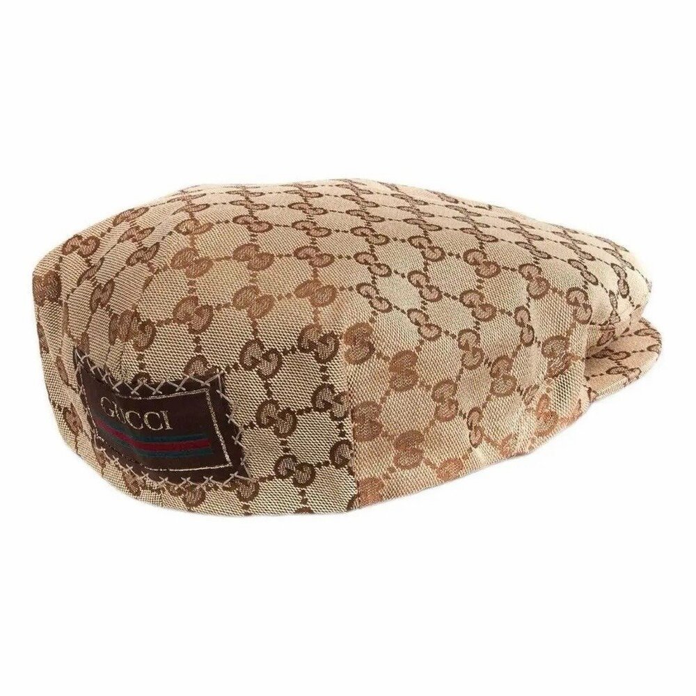 Gucci Beige Brown Monogram Flat Cap - Picture 2 of 11